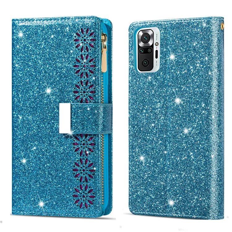 Étui De Portefeuille À Fermeture À Glissière De Style Étoilé Scintillant STRAY - Bleu