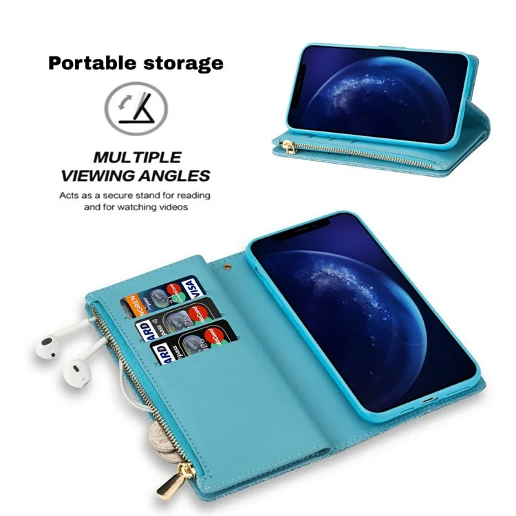 Étui De Portefeuille À Fermeture À Glissière De Style Étoilé Scintillant STRAY - Bleu