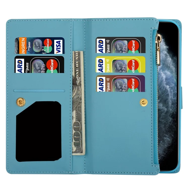 Étui De Portefeuille À Fermeture À Glissière De Style Étoilé Scintillant STRAY - Bleu