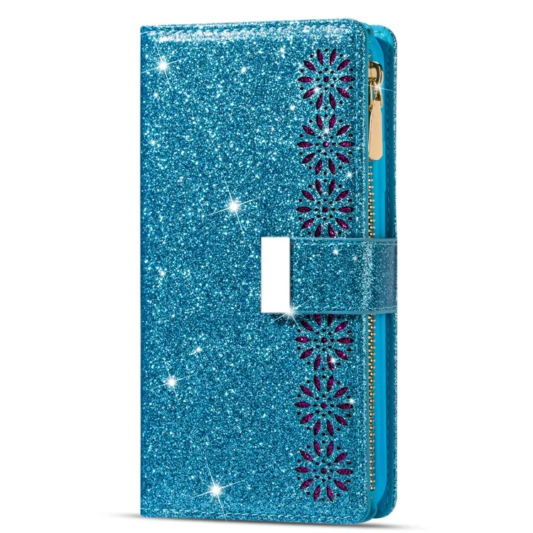 Étui De Portefeuille À Fermeture À Glissière De Style Étoilé Scintillant STRAY - Bleu