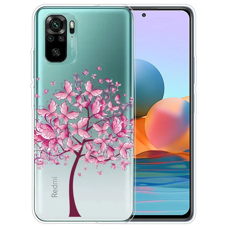 For Xiaomi Redmi Note 10 4G / Note 10S 4G / Poco M5s 4G Drop Resistant Pattern Printing Well-Protected TPU Phone Case - Butterfly Tree