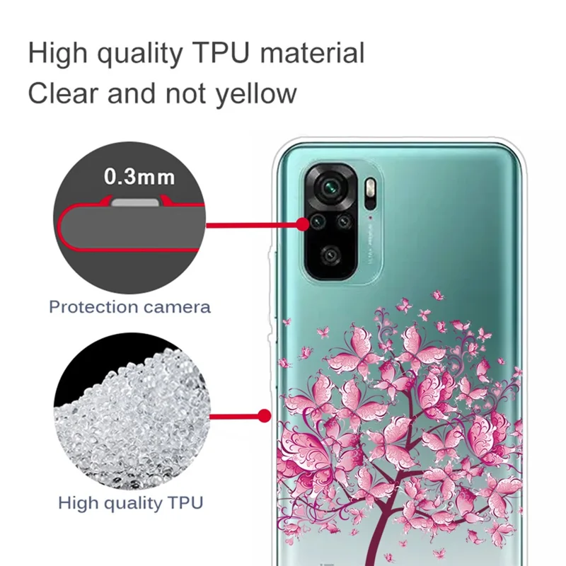 For Xiaomi Redmi Note 10 4G / Note 10S 4G / Poco M5s 4G Drop Resistant Pattern Printing Well-Protected TPU Phone Case - Butterfly Tree