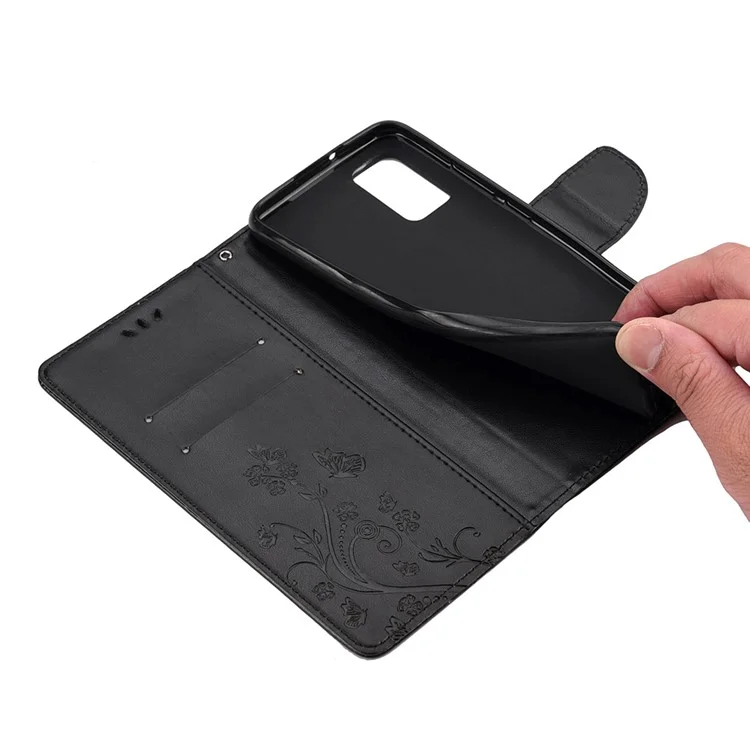 Butterflies de Borboletas Com Estampa de Couro de Couro de Flor Para Xiaomi Redmi Note 10 Pro - Preto