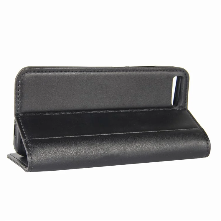 Genuine Split Leather Wallet Cellphone Case with Stand for Xiaomi Mi 6 - Black