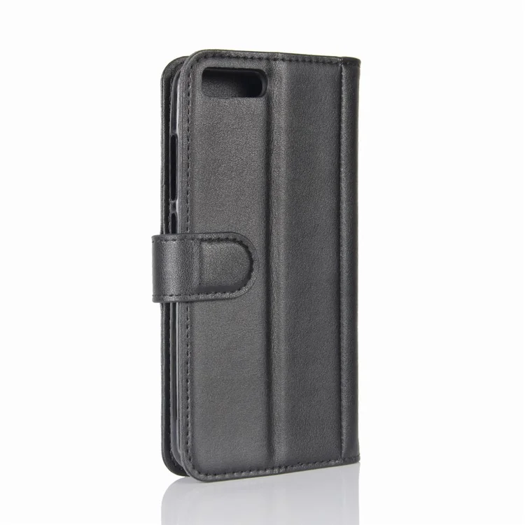 Genuine Split Leather Wallet Cellphone Case with Stand for Xiaomi Mi 6 - Black