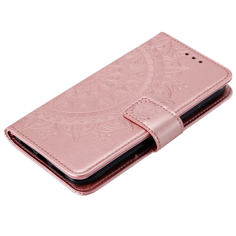 Imprint Flower Leather Wallet Stand Case for Xiaomi Mi 11 Lite 4G / 5G / 11 Lite 5G NE - Rose Gold