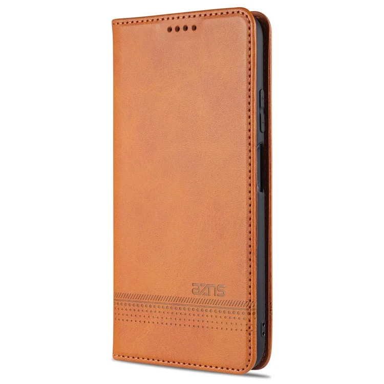 AZNS Stand Wallet Auto-absorbed Magnetic Leather Case для Xiaomi Redmi Note 10 Pro/Note 10 Pro Max - коричневый