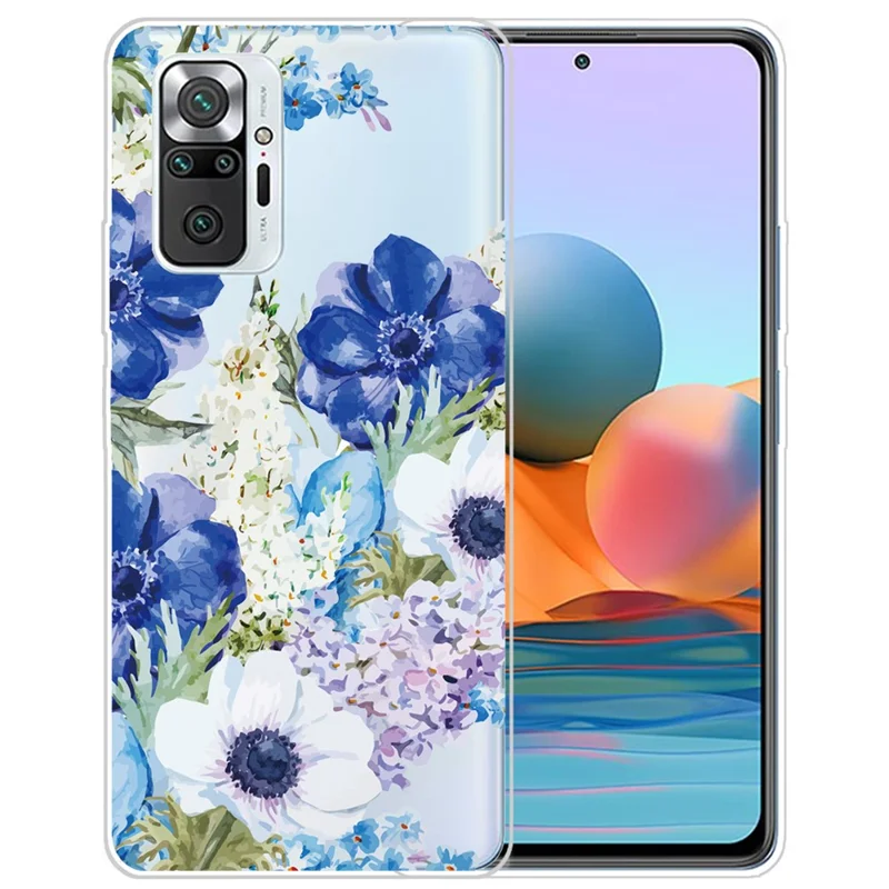 Pattern Printing TPU Shell for Xiaomi Redmi Note 10 Pro Max/Redmi Note 10 Pro - Blue Flower