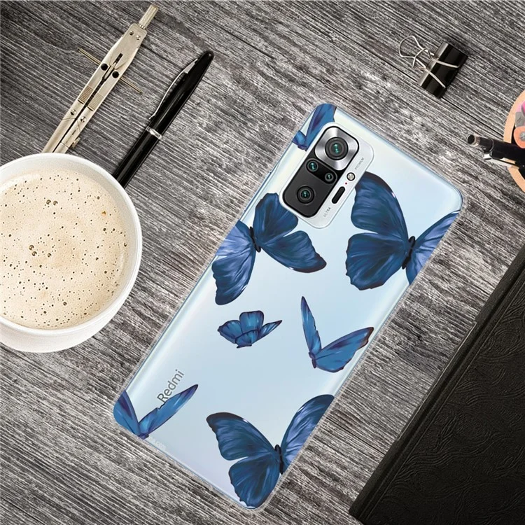 Печать Шаблона TPU Shell Для Xiaomi Redmi Примечание 10 Pro Max/Redmi Note 10 Pro - Голубая Бабочка