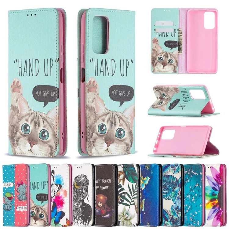 Brieftasche Design Stylish Muster Druck Automatisch Absorbiertes Pu-ledergehäuse Mit Stand Für Xiaomi Redmi Note 10 Pro 4G (indien)/(global)/note 10 Pro Max - Katze