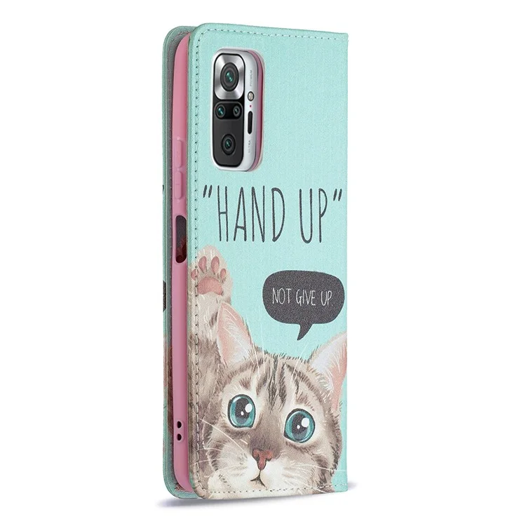 Brieftasche Design Stylish Muster Druck Automatisch Absorbiertes Pu-ledergehäuse Mit Stand Für Xiaomi Redmi Note 10 Pro 4G (indien)/(global)/note 10 Pro Max - Katze