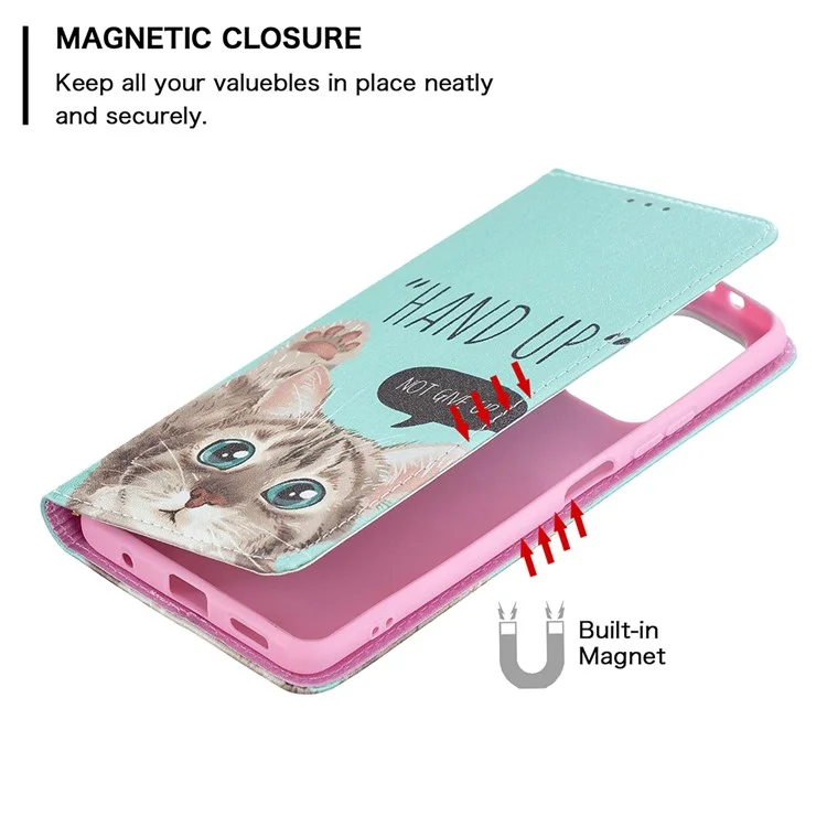 Brieftasche Design Stylish Muster Druck Automatisch Absorbiertes Pu-ledergehäuse Mit Stand Für Xiaomi Redmi Note 10 Pro 4G (indien)/(global)/note 10 Pro Max - Katze