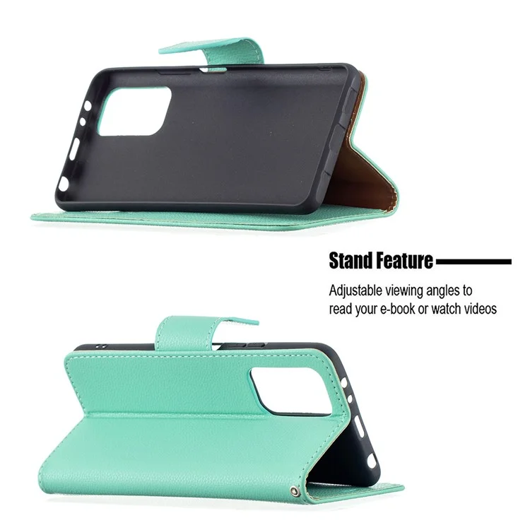 Litchi Grain Leather Cellphone Case with Wallet Stand for Xiaomi Redmi Note 10 Pro Max / Redmi Note 10 Pro - Green