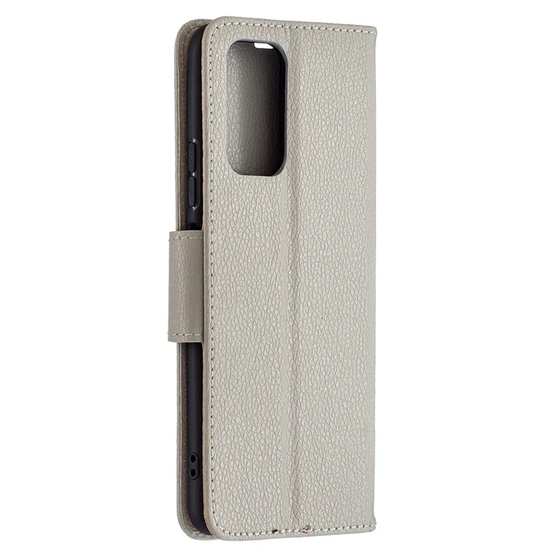 Litchi Grain Leather Cellphone Case with Wallet Stand for Xiaomi Redmi Note 10 Pro Max / Redmi Note 10 Pro - Grey