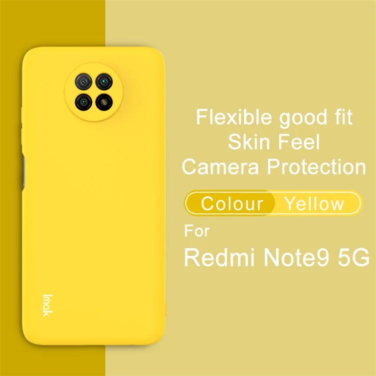 IMAK UC-2 Series Wear-Resistant Colorful Soft TPU Cover Case for Xiaomi Redmi Note 9 5G/Note 9T 5G - Yellow