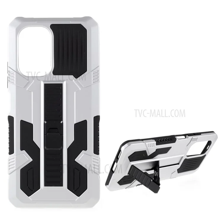 Étui mobile hybride Vanguard à 4 coins avec protection anti-chute et support pour Xiaomi Redmi K40/K40 Pro/K40 Pro+/Mi 11i/Poco F3 - Argent