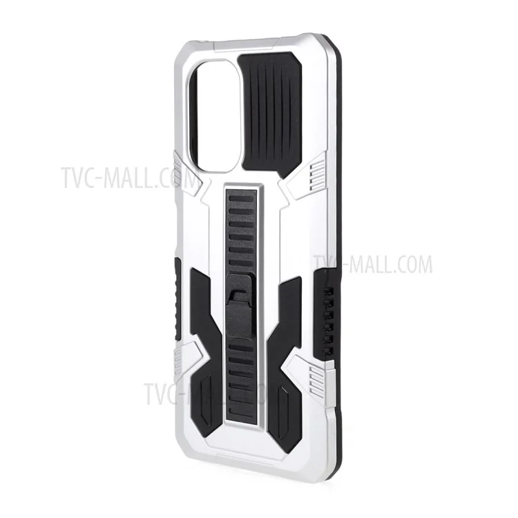 Étui mobile hybride Vanguard à 4 coins avec protection anti-chute et support pour Xiaomi Redmi K40/K40 Pro/K40 Pro+/Mi 11i/Poco F3 - Argent