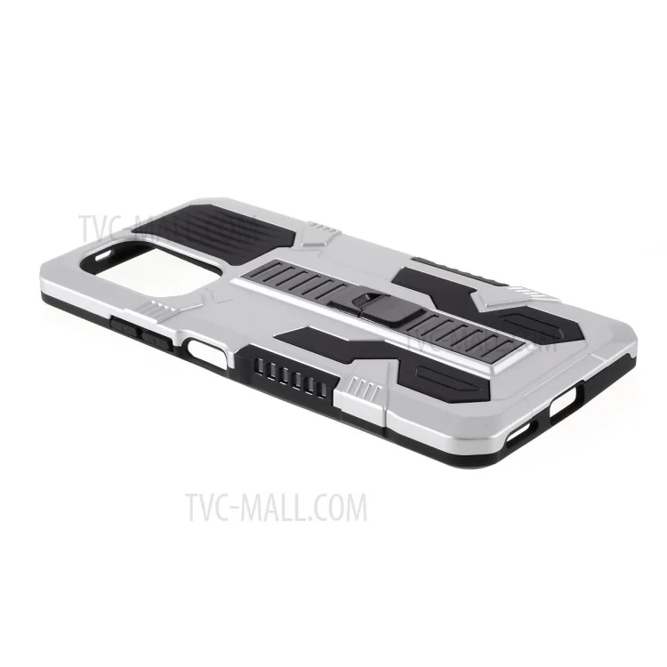 Étui mobile hybride Vanguard à 4 coins avec protection anti-chute et support pour Xiaomi Redmi K40/K40 Pro/K40 Pro+/Mi 11i/Poco F3 - Argent