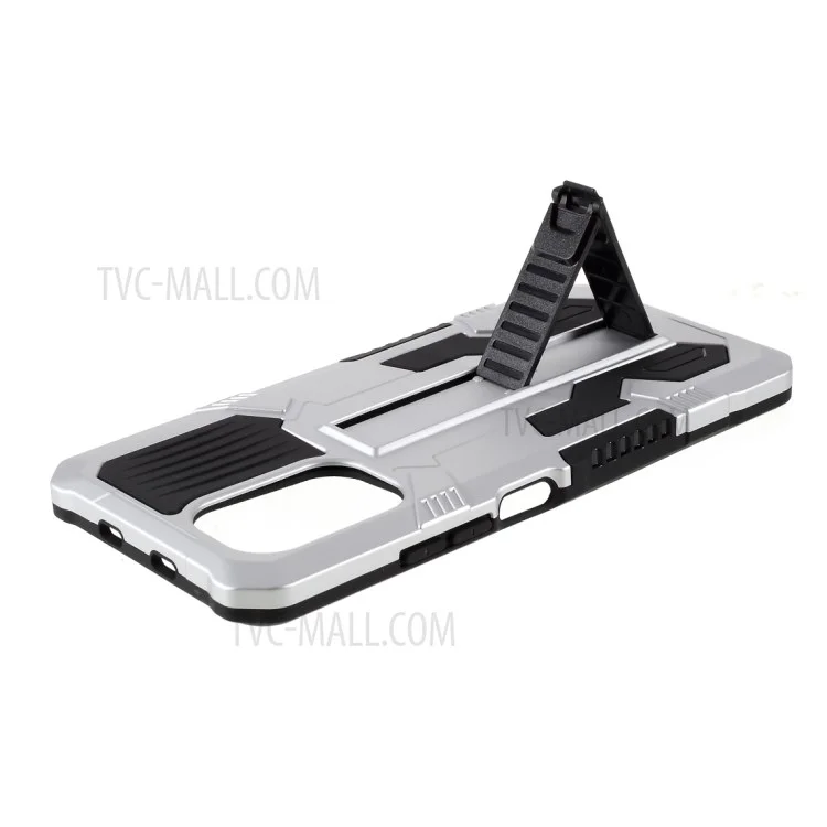 Étui mobile hybride Vanguard à 4 coins avec protection anti-chute et support pour Xiaomi Redmi K40/K40 Pro/K40 Pro+/Mi 11i/Poco F3 - Argent