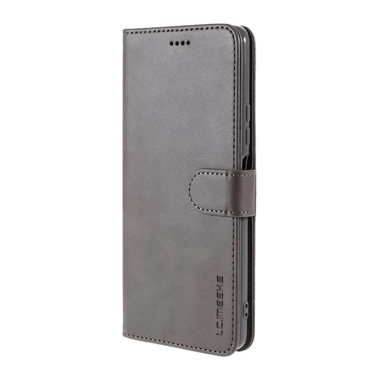 LC.IMEEKE Wallet Stand Leather Case for Xiaomi Redmi Note 10 Pro Mobile Phone Cover - Grey