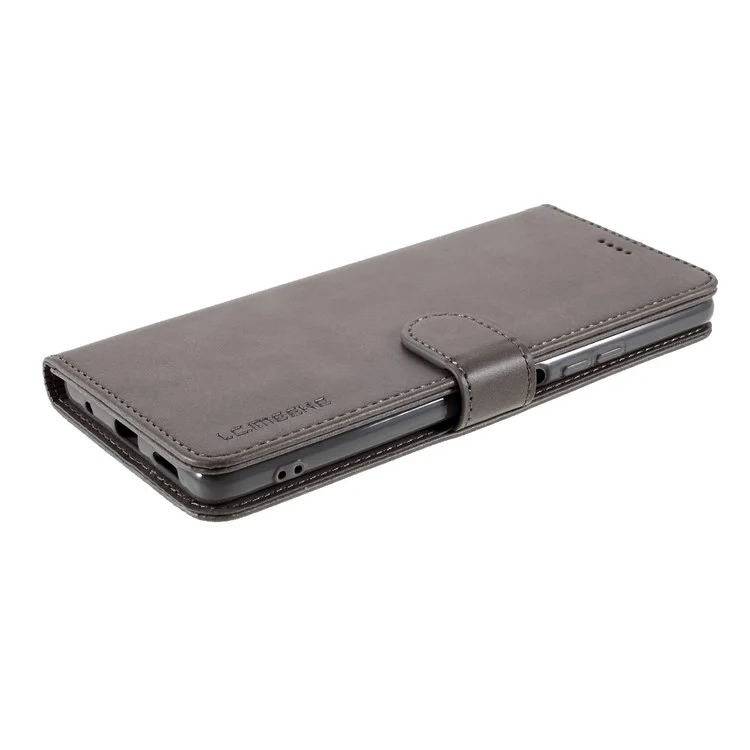 LC.IMEEKE Wallet Stand Leather Case for Xiaomi Redmi Note 10 Pro Mobile Phone Cover - Grey