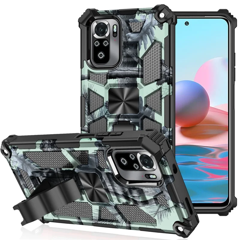 Coque de protection pour Xiaomi Redmi Note 10 4G / Note 10S 4G / Poco M5s 4G, design 2 en 1 amovible bien protégé, camouflage avec feuille magnétique - Bleu ciel