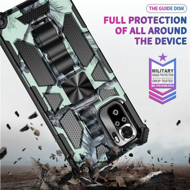 Coque de protection pour Xiaomi Redmi Note 10 4G / Note 10S 4G / Poco M5s 4G, design 2 en 1 amovible bien protégé, camouflage avec feuille magnétique - Bleu ciel