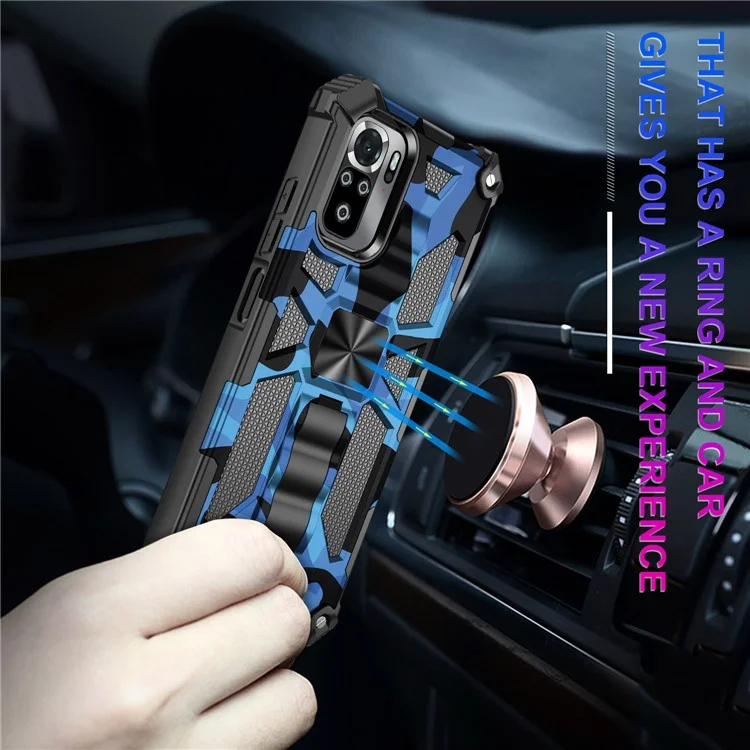 Bellizable Bien Protegido 2 en 1 Diseño Camuflaje de Camuflaje Protective Shell Con Hoja Magnética Para Xiaomi Redmi Nota 10 4g/nota 10s - Azul