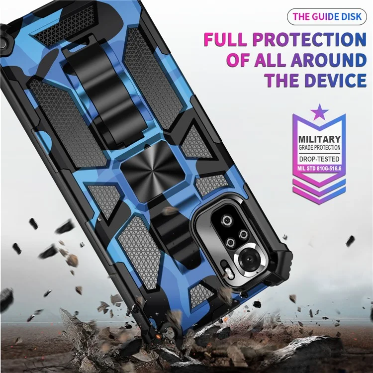 Bellizable Bien Protegido 2 en 1 Diseño Camuflaje de Camuflaje Protective Shell Con Hoja Magnética Para Xiaomi Redmi Nota 10 4g/nota 10s - Azul