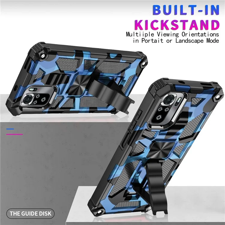 Bellizable Bien Protegido 2 en 1 Diseño Camuflaje de Camuflaje Protective Shell Con Hoja Magnética Para Xiaomi Redmi Nota 10 4g/nota 10s - Azul