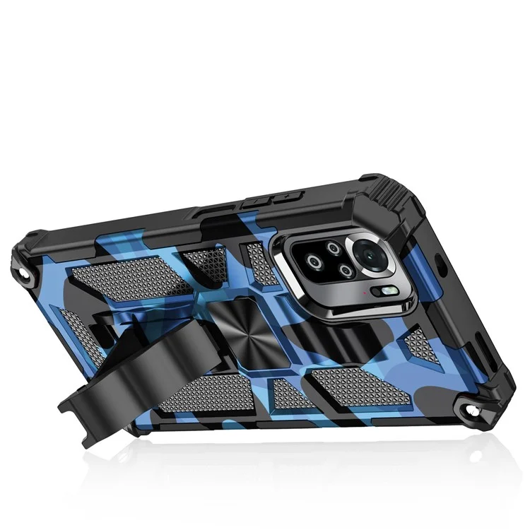 Bellizable Bien Protegido 2 en 1 Diseño Camuflaje de Camuflaje Protective Shell Con Hoja Magnética Para Xiaomi Redmi Nota 10 4g/nota 10s - Azul