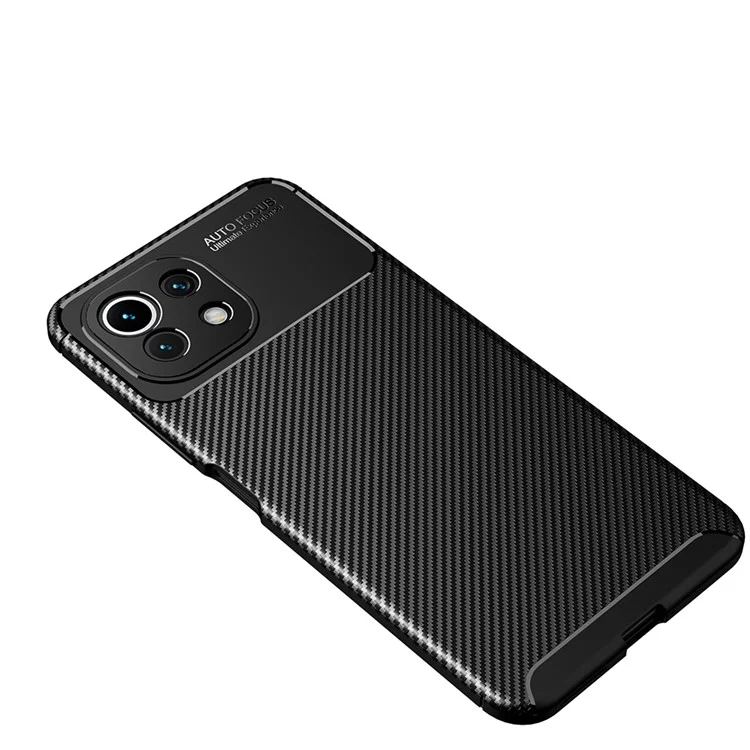 Protector de Teléfono a Prueba de Choques de Fibra de Carbono Preciso Recortado para Xiaomi Mi 11 Lite 4G / 5G / 11 Lite 5G NE - Negro