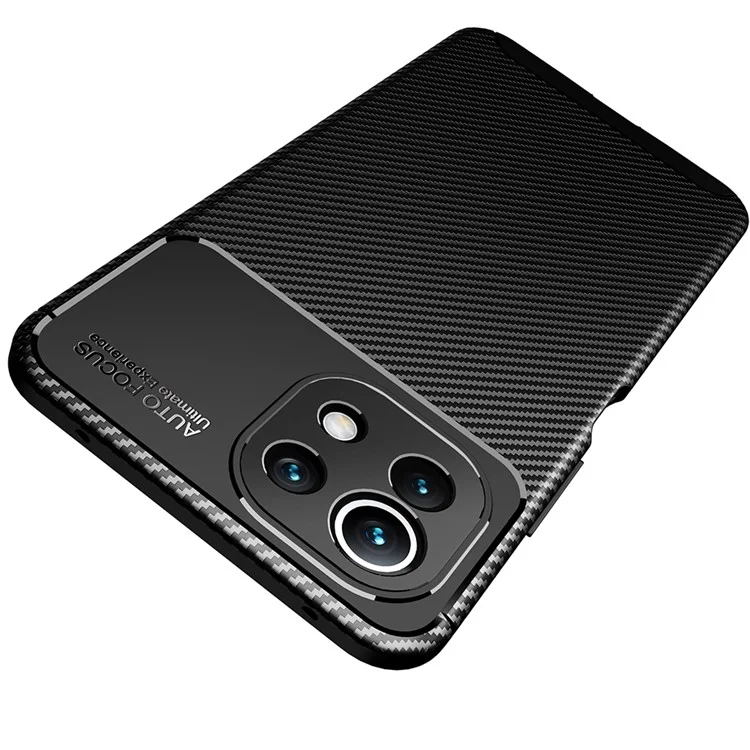 Protector de Teléfono a Prueba de Choques de Fibra de Carbono Preciso Recortado para Xiaomi Mi 11 Lite 4G / 5G / 11 Lite 5G NE - Negro