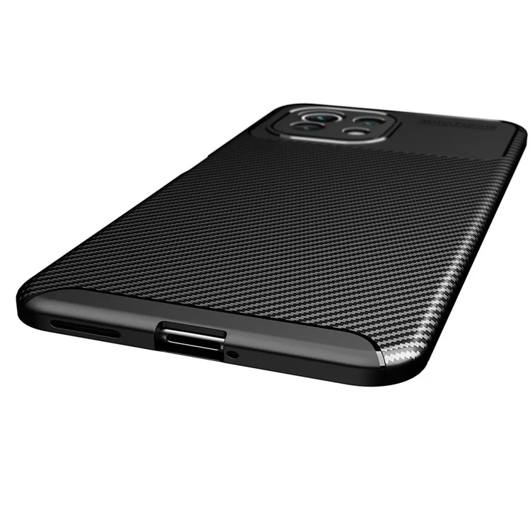 Protector de Teléfono a Prueba de Choques de Fibra de Carbono Preciso Recortado para Xiaomi Mi 11 Lite 4G / 5G / 11 Lite 5G NE - Negro