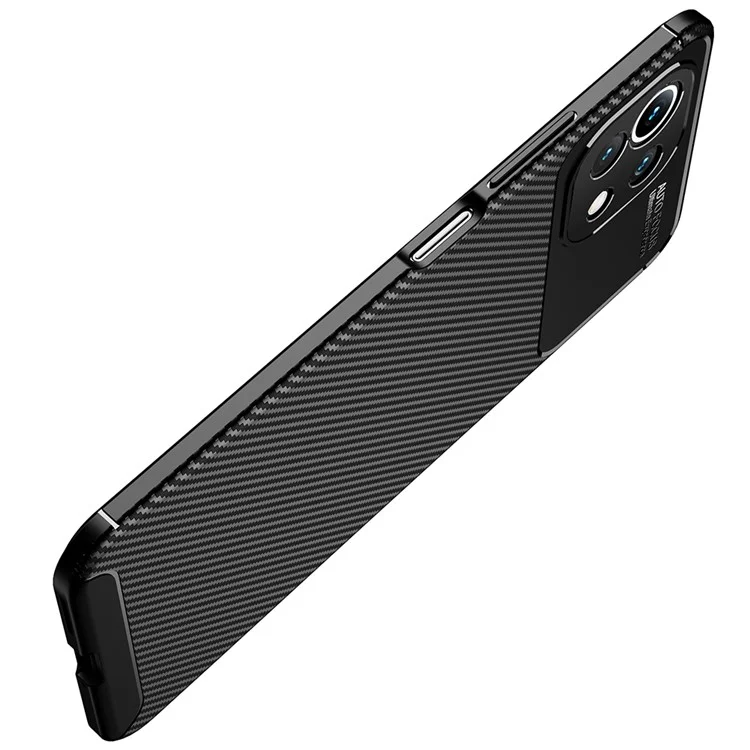 Protector de Teléfono a Prueba de Choques de Fibra de Carbono Preciso Recortado para Xiaomi Mi 11 Lite 4G / 5G / 11 Lite 5G NE - Negro