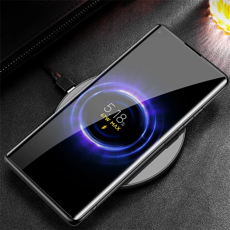 Well-Protected Litchi Texture Genuine Leather Coated TPU Protector Phone Cover for Xiaomi Mi 11 Ultra - Black