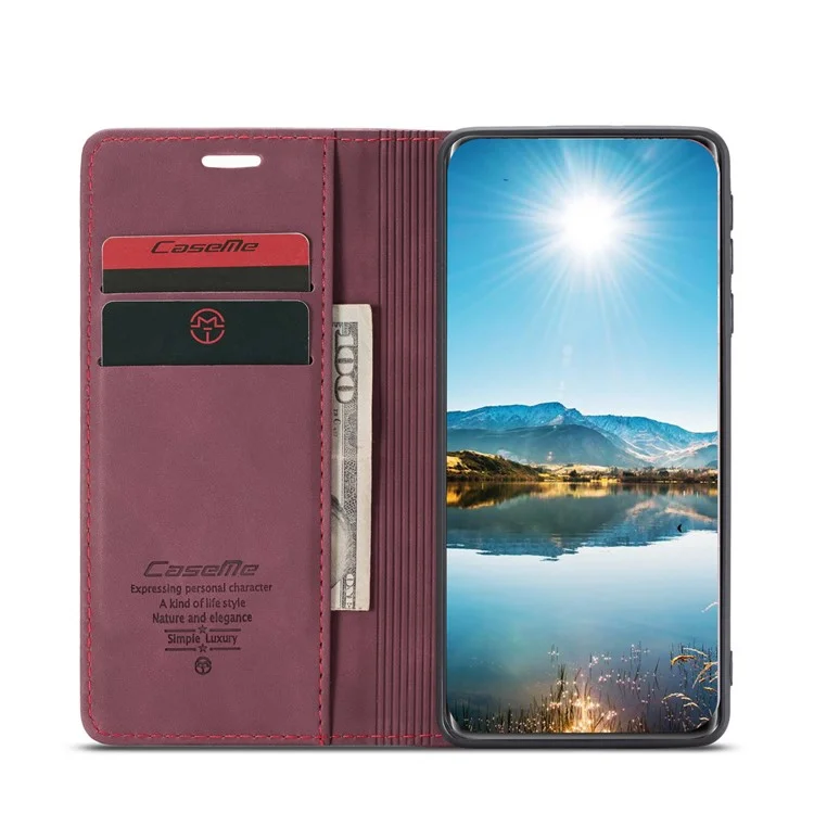 Caseme 013 Série Auto-absorbee Portefeuille De Portefeuille En Cuir Coquille Pour Xiaomi mi 11 - Rouge