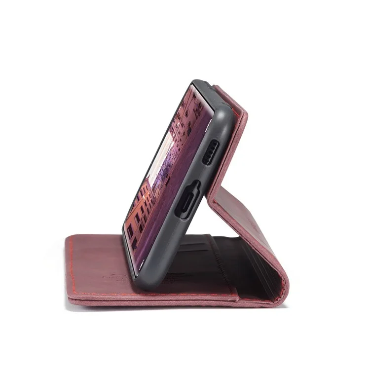 CASEME 013 Series Auto-absorbed Leather Wallet Stand Case Shell for Xiaomi Mi 11 - Red