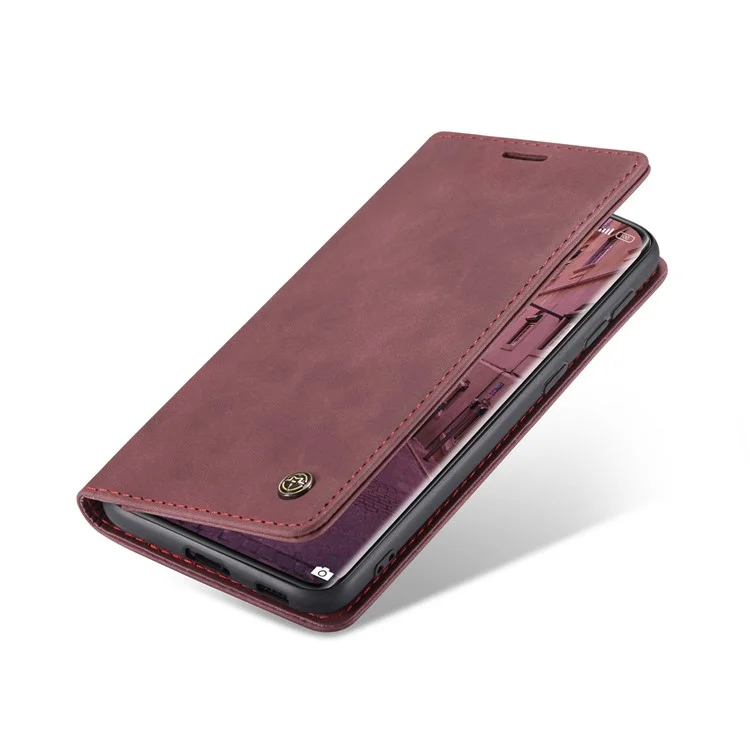 CASEME 013 Series Auto-absorbed Leather Wallet Stand Case Shell for Xiaomi Mi 11 - Red