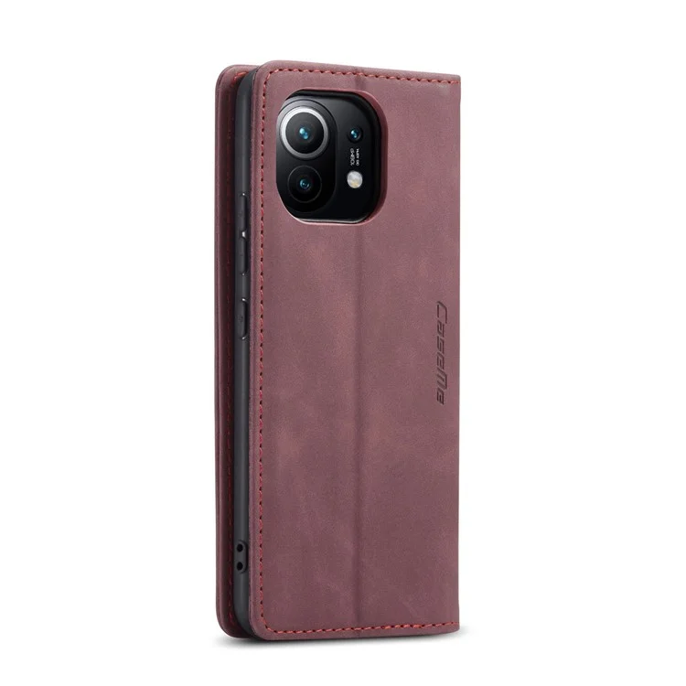 Caseme 013 Série Auto-absorbee Portefeuille De Portefeuille En Cuir Coquille Pour Xiaomi mi 11 - Rouge