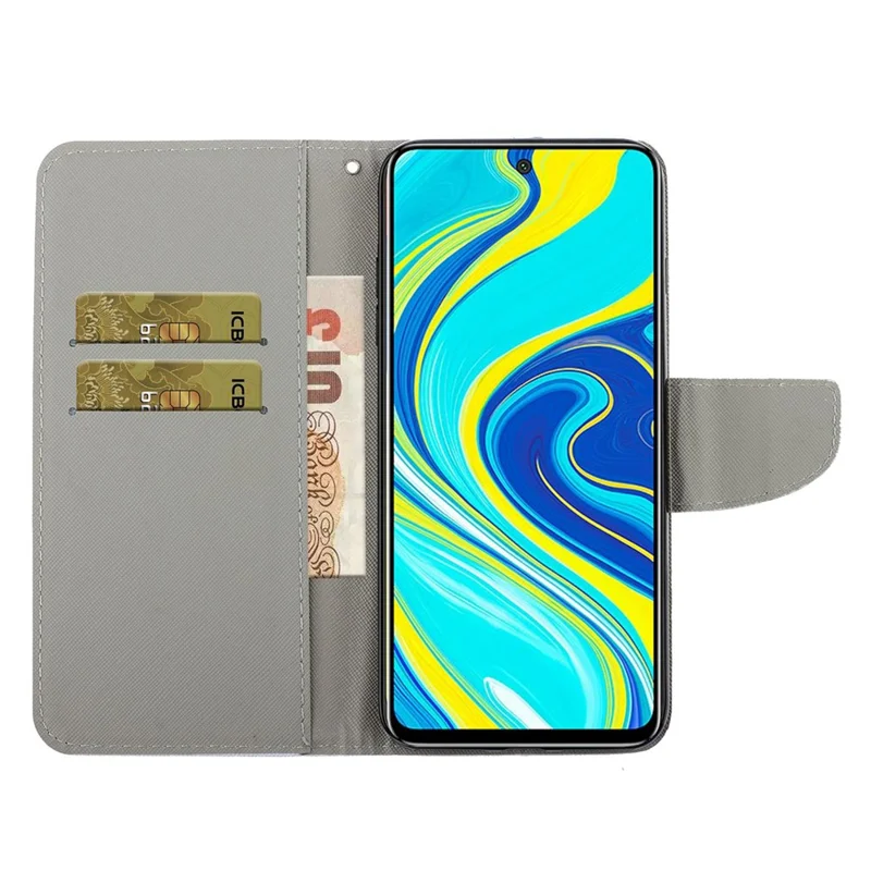 Pattern Printing PU Leather Full Protection Stand Phone Cover Case with Strap for Xiaomi Redmi Note 9 Pro - Heart