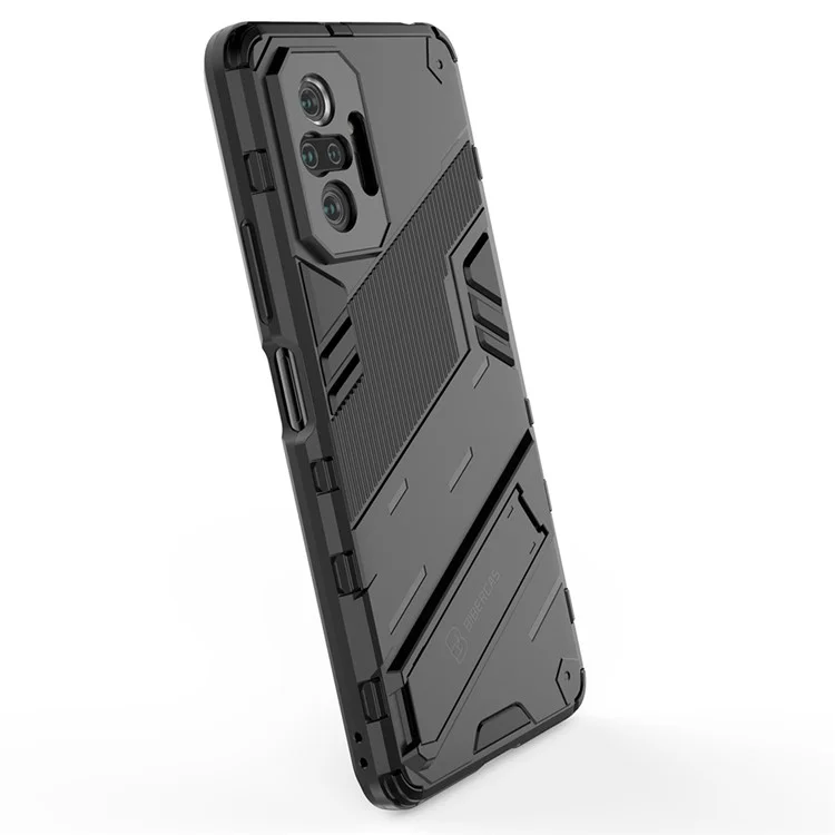 Kickstand -design Shockof PC + TPU Hybrid -telefonhülle Für Xiaomi Redmi Note 10 Pro Max / Redmi Note 10 Pro - Schwarz