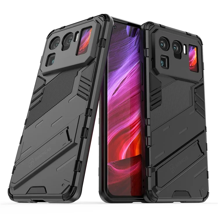 Kickstand Design Anti-Drop PC + TPU Hybrid Phone Case Cover for Xiaomi Mi 11 Ultra - Black