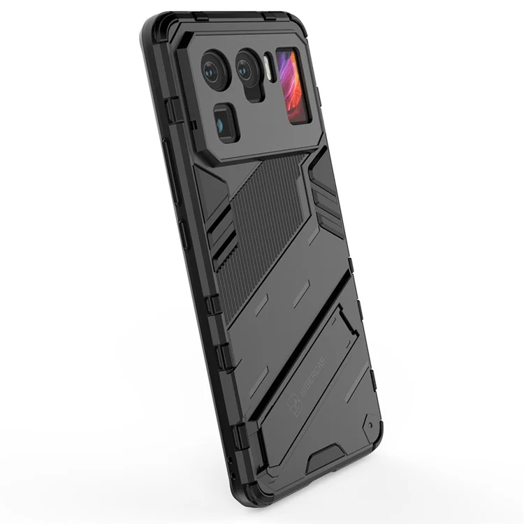 Дизайн Kickstand Anti-Drop PC + TPU Гибридный Чехол Для Телефона Для Xiaomi Mi 11 Ultra - Черный