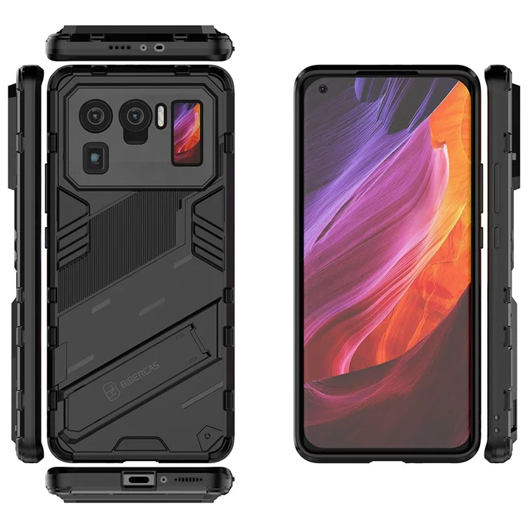 Kickstand Design Anti-Drop PC + TPU Hybrid Handyhülle für Xiaomi Mi 11 Ultra - Schwarz