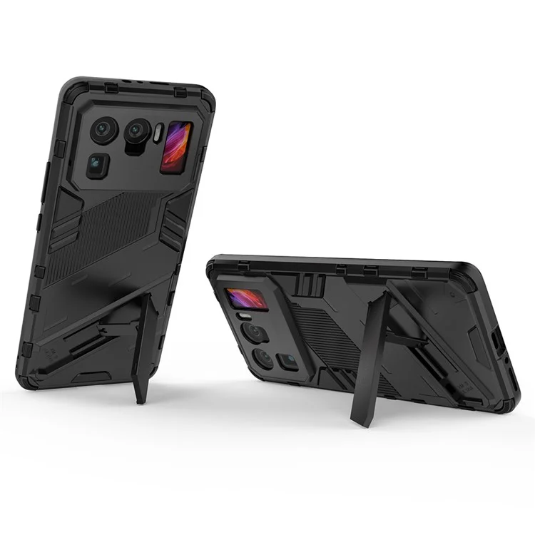 Diseño de Kickstand PC Anti-Drop + TPU Hybrid Telephip Cover Para Xiaomi Mi 11 Ultra - Negro