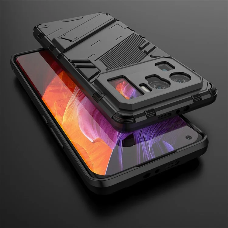 Kickstand Design Anti-Drop PC + TPU Hybrid Phone Case Cover for Xiaomi Mi 11 Ultra - Black