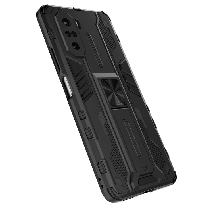 PC + TPU Combo Coloque la Caja de Diseño Del Teléfono de Kickstand a Prueba de Golpes Para Xiaomi Redmi K40/K40 Pro/K40 Pro +/mi 11i/Poco F3 - Negro