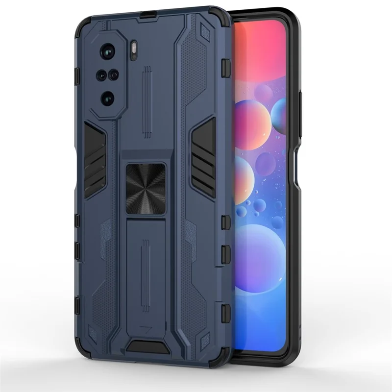 PC + TPU Combo Shockproof Kickstand Design Phone Case for Xiaomi Redmi K40/K40 Pro/K40 Pro+/Mi 11i/Poco F3 - Blue