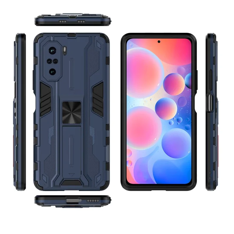 PC + TPU Combo Shockproof Kickstand Design Phone Case for Xiaomi Redmi K40/K40 Pro/K40 Pro+/Mi 11i/Poco F3 - Blue